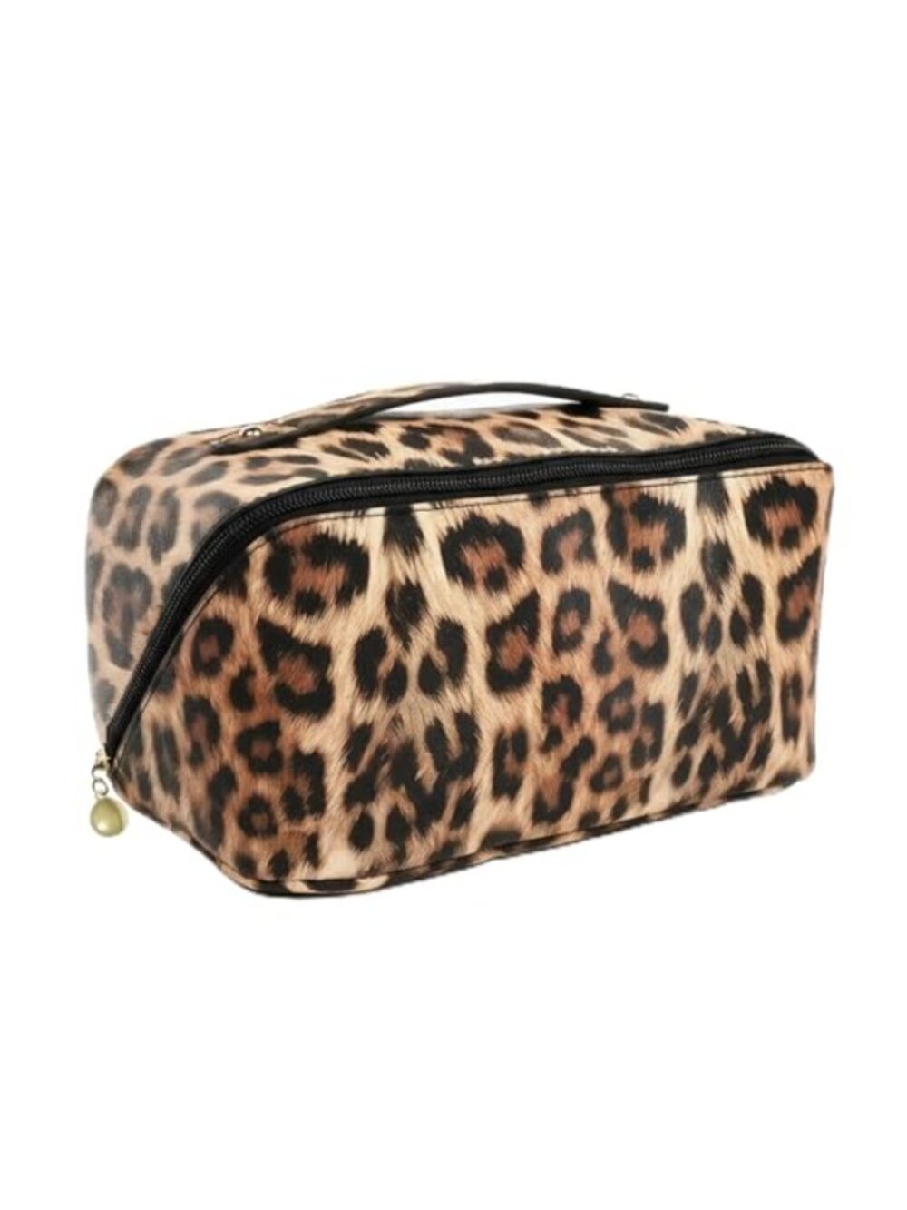 Leopard Print Toiletry Bag Foldable Cosmetic Organizer Pouch PU Polyester Travel